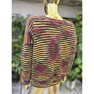 1980s Punk Label Betsey Johnson Rainbow Acrylic Sweater One size Vintage